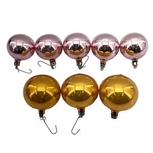 Lot Of 8 Poland Mercury Glass Christmas Ornaments 5 Pink 3 Yellow Balls